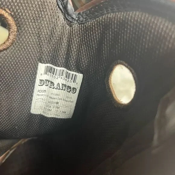 Durango Women's Rebelicious Western Boot Dark brown & Red  rubber soles SZ9.5M - Picture 13 of 14